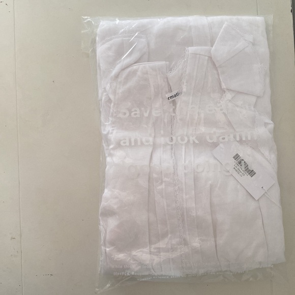 REFORMATION Lili White 100% Linen Flax Tie Belt Ruffle Spring Sun Babydoll Dress - Picture 6 of 6